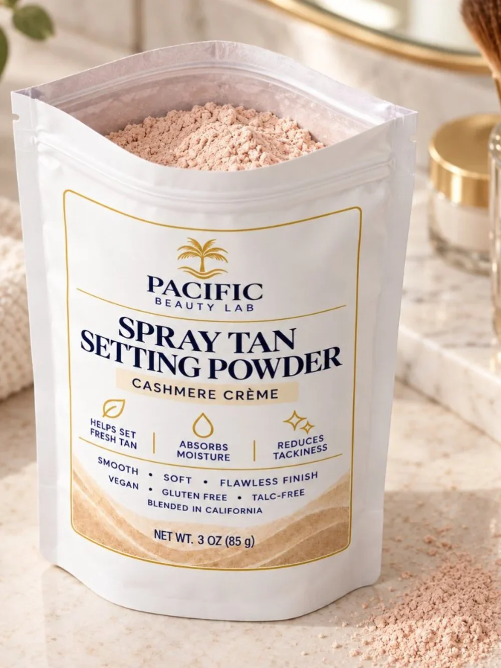 Pacific Beauty Lab Spray Tan Setting Powder Cashmere Crème Scent 3 oz Talc-Free